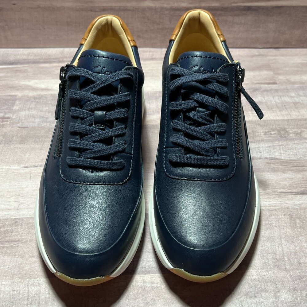 Clarks Womens Navy Tivoli Zip Leather Sneakers Size 9 US - Picture 7 of 11